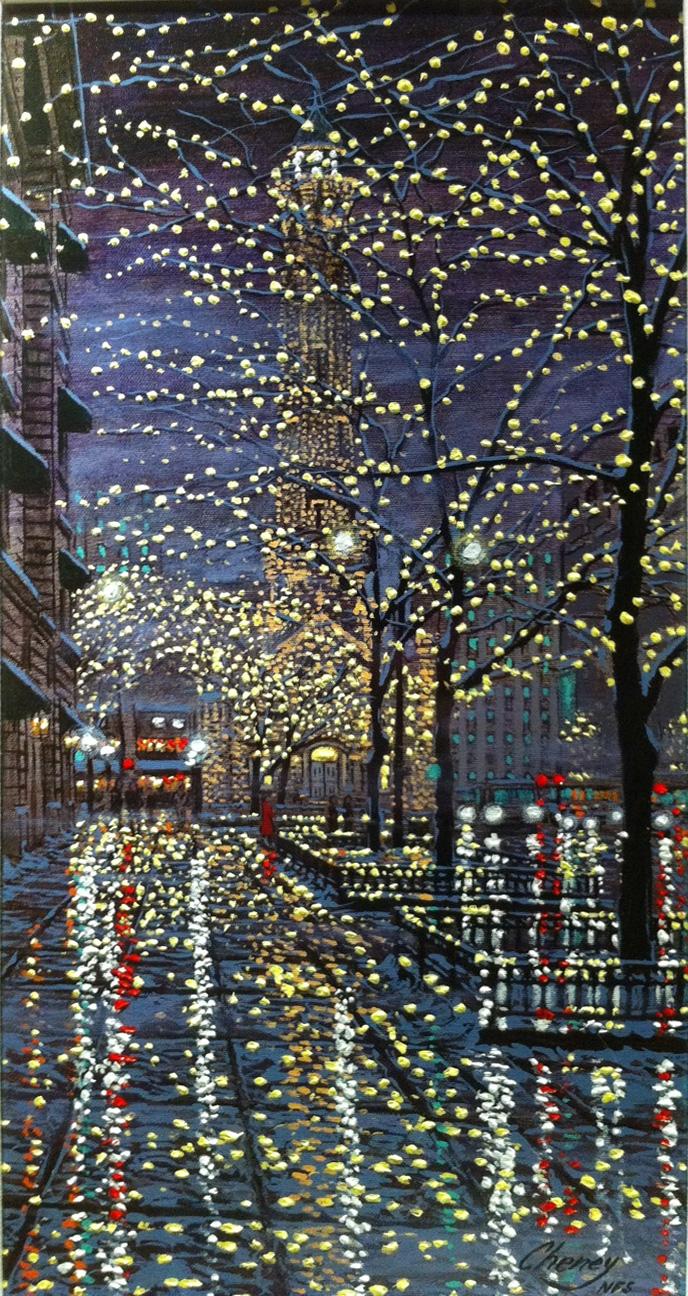 Unknown Artist Chicago Water Tower at Night